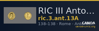 RIC III Antoninus Pius 13A — CANOA