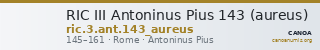 RIC III Antoninus Pius 143 (aureus) — CANOA