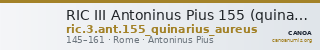 RIC III Antoninus Pius 155 (quinarius aureus) — CANOA
