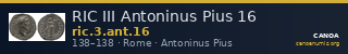 RIC III Antoninus Pius 16 — CANOA