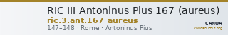 RIC III Antoninus Pius 167 (aureus) — CANOA