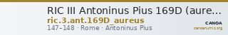 RIC III Antoninus Pius 169D (aureus) — CANOA