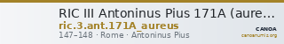 RIC III Antoninus Pius 171A (aureus) — CANOA