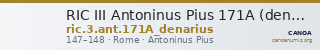 RIC III Antoninus Pius 171A (denarius) — CANOA