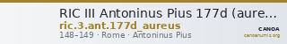RIC III Antoninus Pius 177d (aureus) — CANOA