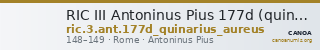 RIC III Antoninus Pius 177d (quinarius aureus) — CANOA