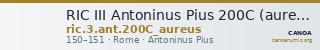 RIC III Antoninus Pius 200C (aureus) — CANOA