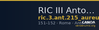 RIC III Antoninus Pius 215 (aureus) — CANOA