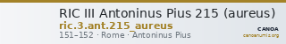 RIC III Antoninus Pius 215 (aureus) — CANOA