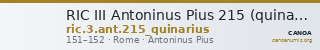 RIC III Antoninus Pius 215 (quinarius) — CANOA
