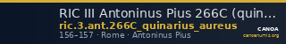 RIC III Antoninus Pius 266C (quinarius aureus) — CANOA