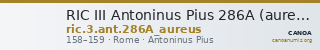 RIC III Antoninus Pius 286A (aureus) — CANOA