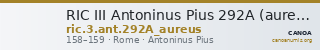 RIC III Antoninus Pius 292A (aureus) — CANOA