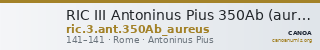 RIC III Antoninus Pius 350Ab (aureus) — CANOA