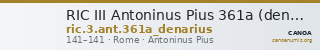 RIC III Antoninus Pius 361a (denarius) — CANOA