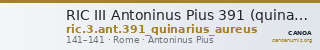 RIC III Antoninus Pius 391 (quinarius aureus) — CANOA