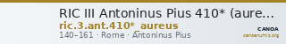RIC III Antoninus Pius 410* (aureus) — CANOA