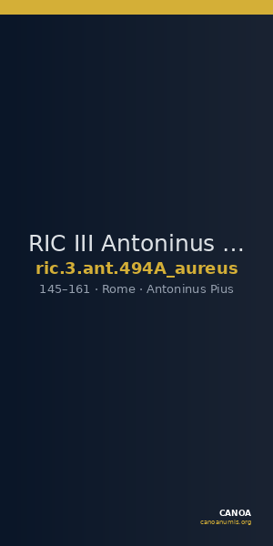 RIC III Antoninus Pius 494A (aureus) — CANOA