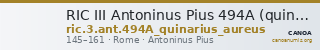 RIC III Antoninus Pius 494A (quinarius aureus) — CANOA