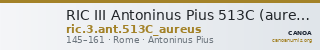 RIC III Antoninus Pius 513C (aureus) — CANOA