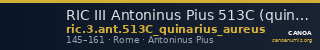 RIC III Antoninus Pius 513C (quinarius aureus) — CANOA