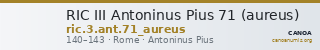 RIC III Antoninus Pius 71 (aureus) — CANOA