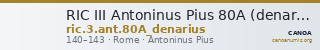RIC III Antoninus Pius 80A (denarius) — CANOA