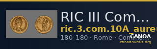 RIC III Commodus 10A (aureus) — CANOA