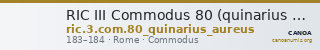 RIC III Commodus 80 (quinarius aureus) — CANOA
