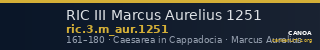 RIC III Marcus Aurelius 1251 — CANOA