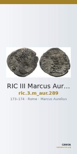 RIC III Marcus Aurelius 289 — CANOA