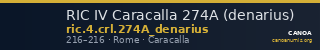 RIC IV Caracalla 274A (denarius) — CANOA