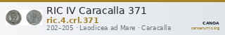 RIC IV Caracalla 371 — CANOA