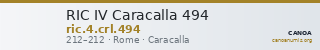 RIC IV Caracalla 494 — CANOA