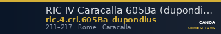 RIC IV Caracalla 605Ba (dupondius) — CANOA