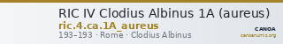 RIC IV Clodius Albinus 1A (aureus) — CANOA