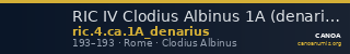 RIC IV Clodius Albinus 1A (denarius) — CANOA