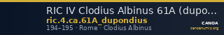 RIC IV Clodius Albinus 61A (dupondius) — CANOA