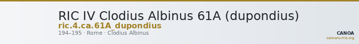 RIC IV Clodius Albinus 61A (dupondius) — CANOA