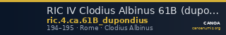 RIC IV Clodius Albinus 61B (dupondius) — CANOA
