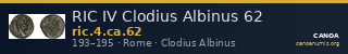RIC IV Clodius Albinus 62 — CANOA
