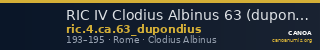 RIC IV Clodius Albinus 63 (dupondius) — CANOA