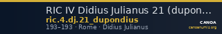 RIC IV Didius Julianus 21 (dupondius) — CANOA