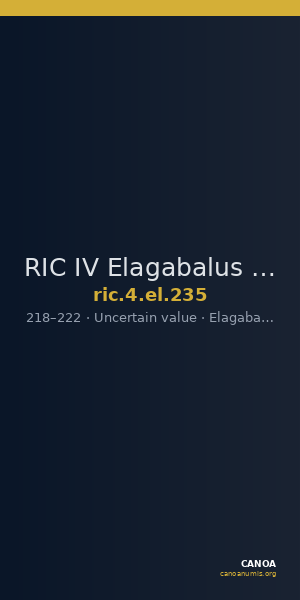RIC IV Elagabalus 235 — CANOA
