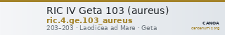 RIC IV Geta 103 (aureus) — CANOA