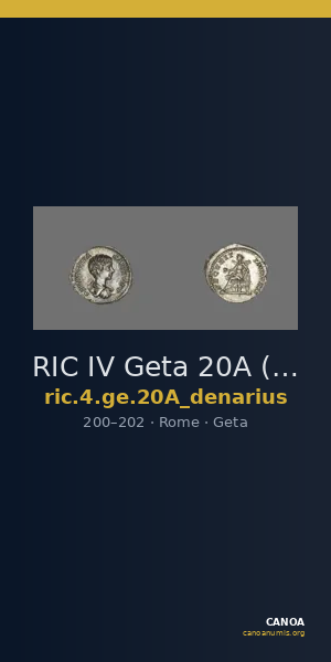 RIC IV Geta 20A (denarius) — CANOA