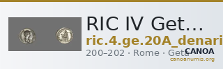 RIC IV Geta 20A (denarius) — CANOA
