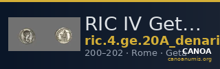 RIC IV Geta 20A (denarius) — CANOA