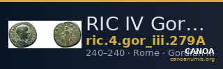 RIC IV Gordian III 279A — CANOA