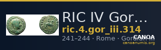 RIC IV Gordian III 314 — CANOA